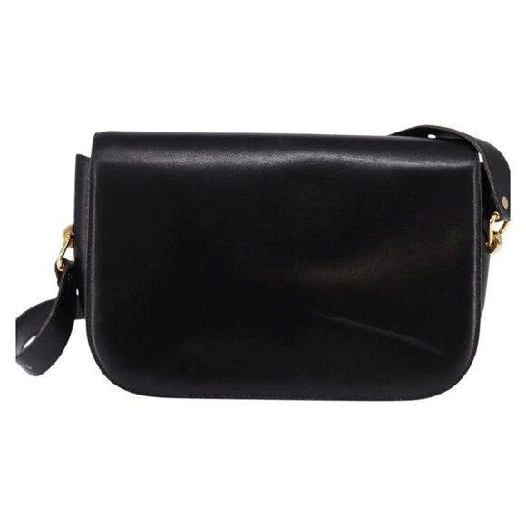 GUCCI Shoulder Bag Leather Black Gold Auth - Picture 3 of 16